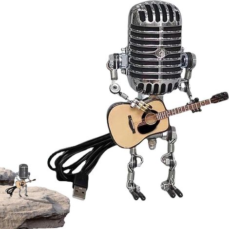 Lampe de bureau rétro avec microphone et guitare, lampe de table vintage avec variateur tactile (1/5)