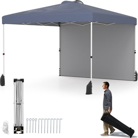 Padiglione pop up 3 x 3 m con parete laterale portatile grigio