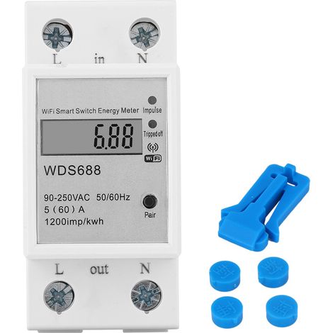Compteur d'énergie intelligent WDS688 monophasé multifonction, wattmètre à contrôle à distance 90250VAC 560A (1/5)