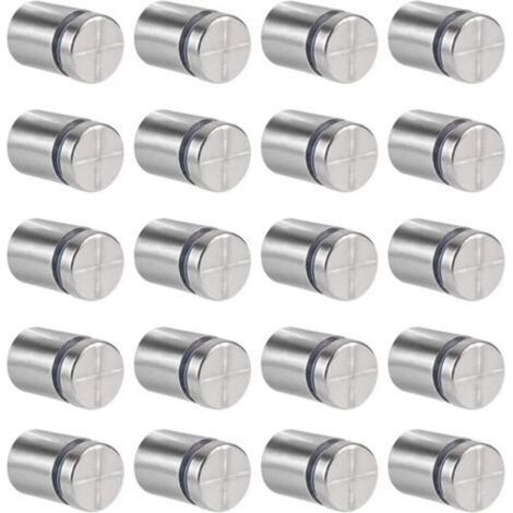 20 Pcs Entretoise de Verre,19 x 25mm Vis d'écartement,Support Mural en Acier Inoxydable pour Clous Publicitaires,pour Plaques et Présentoirs de Signe (Argent)