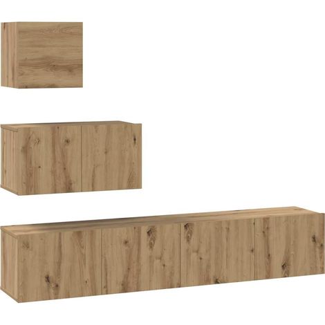 Maison Exclusive - Conjunto de mueble de TV 4 pcs Roble artesanal