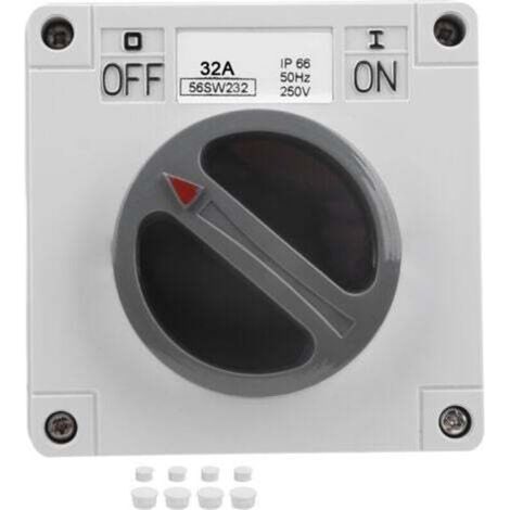 Aiperq – IP66 Wasserdichter Netzschalter 2P 32A – Drehschalter Ein/Aus mit Kontrollleuchte 250V – Für industrielle und Außeninstallationen (1/5)