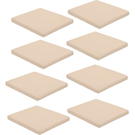 Gardenista - Cuscino per sedia da giardino, Cuscini per sedia resistenti all'acqua 50x44x5 cm, Cuscino per interni ed esterni con lacci sicuri, Cuscini per sedia antiscivolo - Pietra (8pk) (1/5)