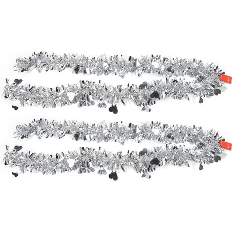 2 Packs Hanging Banner Love Heart Shape Birthday Wedding Decoration Party Supplies Silver (1/5)