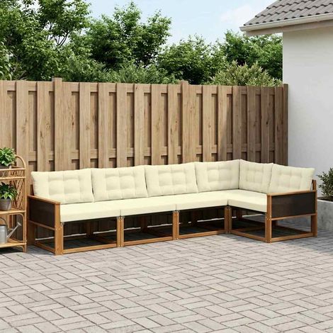 vidaXL Outdoor-Sofagarnitur mit Kissen 6 pcs Natur und Creme (1/5)