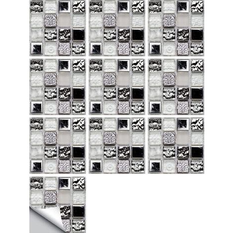 Stickers carrelage Retro-Mosaik Carreaux Autocollant Mural Auto-adhésif Imperméable Amovible Décorative pour Salle de Bains et Cuisine Carreaux 15cmX15cmX10pcs (1/5)