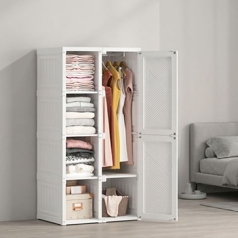 Armoire Pliante Magique 136 cm - Installation Instantanée sans Outils - Penderie Modulable 8 Compartiments et 6 Portes - Structure PP Robuste - 470L (1/5)