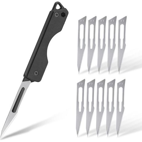Titanium Klappmesser mit 11 Klinge, EDC Taschenmesser für Outdoor, Camping, Jagd