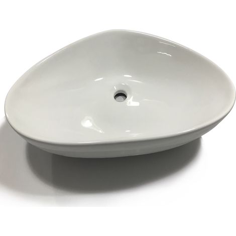 Ogomondo lavabo da appoggio triangolare in ceramica bianco lucido (1/2)