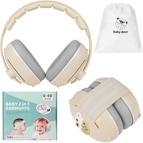 2 en 1 Casque Anti Bruit Bébé, Casque Avion Bebe, Jusqu'à 25 dB, Protection Auditive pour Enfant Jusqu'à 36 Mois, Améliore le Sommeil, Ajustable et Confortable, pour Concerts, Avions (1/5)