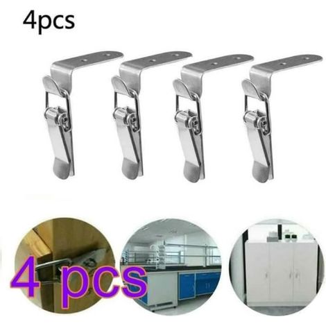 Fermoirs à bascule en acier inoxydable, lot de 4, résistants à la corrosion, fixation facile, adaptés pour portes et tiroirs de meubles (1/4)