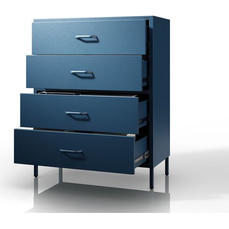 Commode 4 tiroirs CARLA, 800 x 1015 x 400 mm, Modern: bleu marine