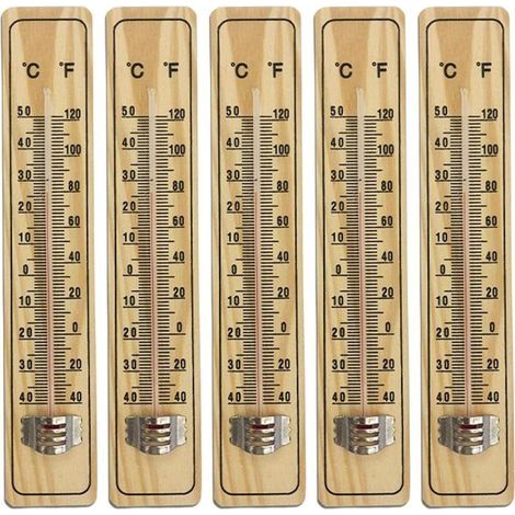 8 Pcs Thermomètre À Bois pour Intérieur,thermomètre en Bois pour Mesurer La Température L'intérieur Et L'extérieur,L'énergie,Thermomètre avec Échelle en Degrés Celsius Et Fahrenheit (1/5)