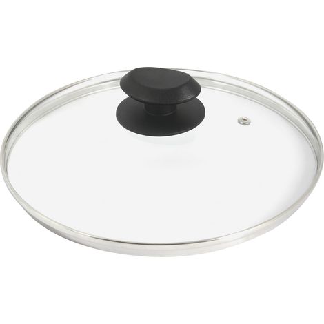 Couvercle en Verre Trempé Ø24 cm avec Rebord en Acier Inoxydable - Résistant aux Hautes Températures, Poignée thermorésistante, Compatible Lave-Vaisselle. Couvercle casserole et poêle (1/2)