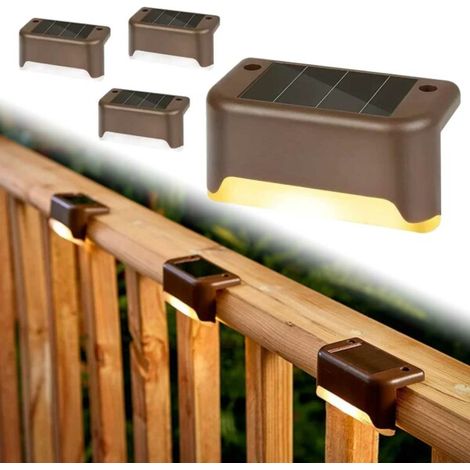 Lot de 4 lampes solaires marron pour escaliers, balcons et balustrades-AquaForge (1/5)