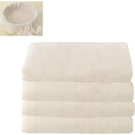 4 Pcs Etamine Alimentaire, 50 x 50 cm Chiffon Cuisine Réutilisable Non Blanchi Lavable Mousseline Alimentaire pour Filtrer Jus Fromage Thé Laits Végétaux Soupes Yaourts (1/5)
