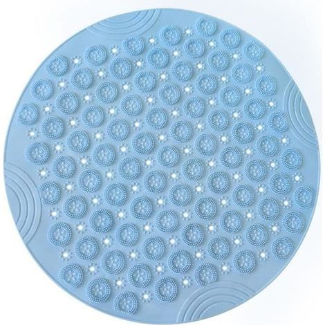 Runde, rutschfeste PVC-Badematte (55 cm Durchmesser) – einfarbig hellblau (1/4)