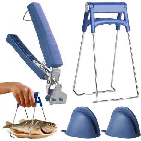 4 Piece Kitchen Tongs, Silicone Multi-Grip Tongs, Kitchen Utensils with Heat Resistant Gloves, Baking Utensils to Isolate Heat and Burns (1/5)