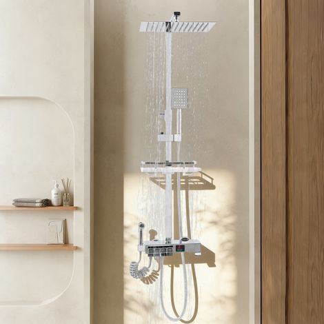Duscharmatur mit Thermostat Duscharmatur Set Regendusche Mischbatterie (1/5)
