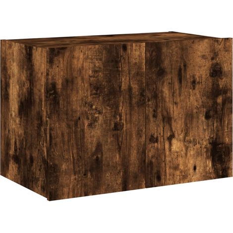 Mobile TV multimediale scaffale per televisione televisione buffet sala da pranzo soggiorno camera da letto a parete con luci LED rovere affumicato 60 x 35 x 41 cm marrone 020027989