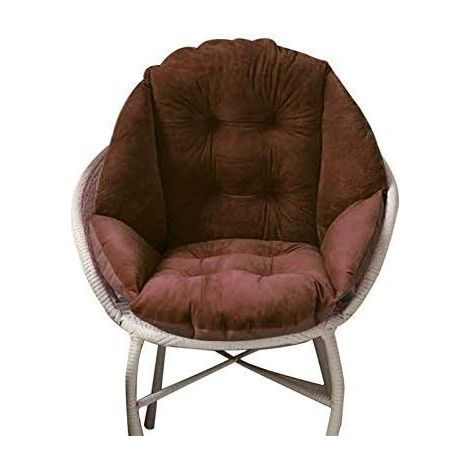 Coussin de Chaise avec Dossier siège Coquille Fauteuil Velours Douillet Elastique Impermeable pour Chaise en Rotin Paille Jardin  40x48 cm Brun (1/5)
