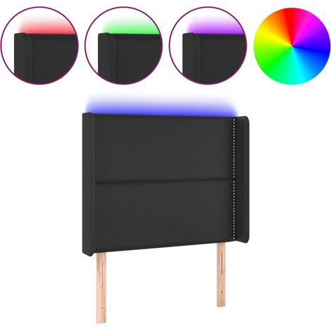 Testiera letto accessorio camera da letto mobili LED 103 x 16 x 118/128 cm nero sintetico TDL0200742