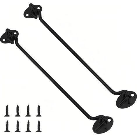 2 Pièces Loquet À Crochet, 350mm Acier Inoxydable, Noir Fermeture Porte, Pour Armoire Fenêtre