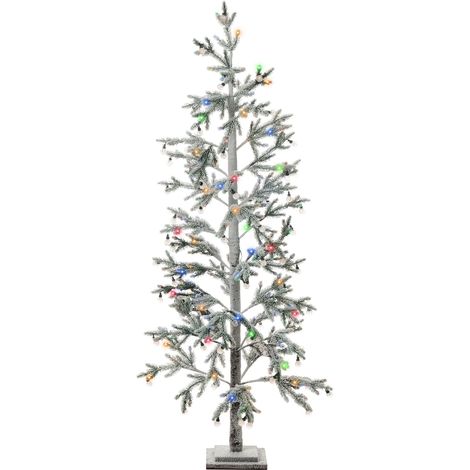 Arbre Décoratif de Noël LED Artificiel 180 cm Intérieur Extérieur Pré-Éclairé Vert et Blanc Torsa (1/5)
