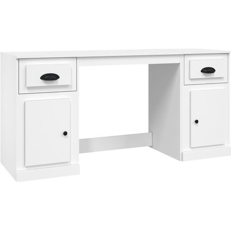 vidaXL Escritorio con armario madera contrachapada blanco (1/2)