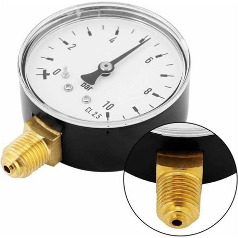Manomètre - 0 À 10 Bar - Raccord Fileté 1/4 NPT - Pour Air Eau Huile Gaz - 1 Pièce (1/4)