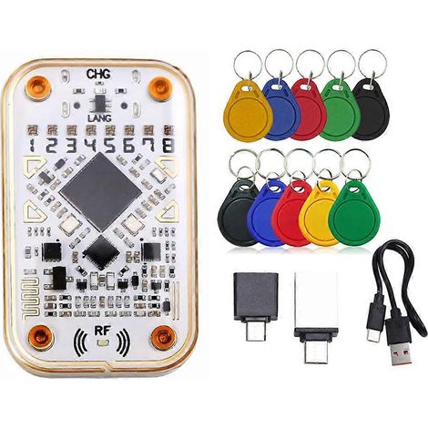 Lecteur de puces RFID Chameleon Ultra + 5 simulateurs de cartes porte-clés CUID/UID, compatible avec le décodage des cartes NFC IC ID 125K/13,56M (1/5)