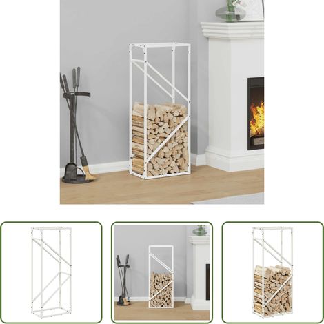 Bois de chauffage - Portant de bois chauffage blanc 40x25x100 cm (1/5)
