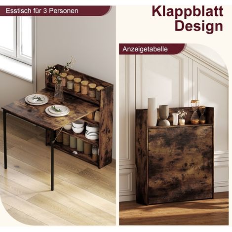 Klappbarer Esstisch 90 x 80 x 93 cm in Braun mit Stauraum für kleine Räume – MEUBLIV (1/5)
