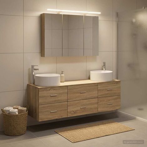 vidaXL Bathroom Furniture Set 4 pcs Sonoma Oak (1/5)