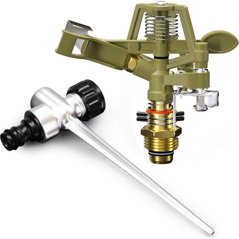 Arroseur Jardin Sprinkler Piquet de Terre Irrigation jusqu'à 24m 360° Embout pulvérisation irrigateur arroseur à impulsions Max. 450m² (1/5)