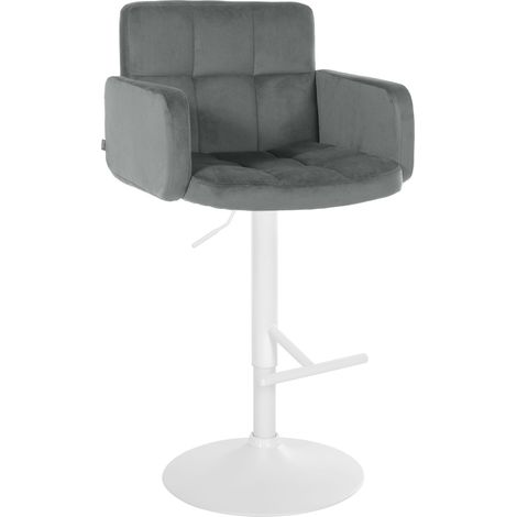 Barhocker Los Angeles Samt grau weiß (1/5)