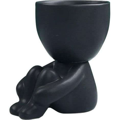 Pot de fleur - PZCC - Visage humain - Résine - Trou de drainage - Jardin & Bureau (1/5)