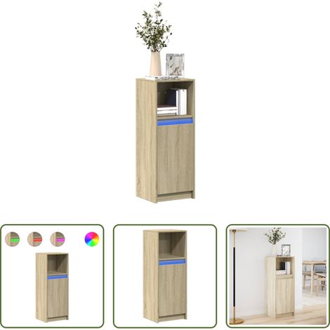 vidaXL Sonoma-Eiche - LED-Sideboard Sonoma-Eiche 38x34x100 cm Holzwerkstoff (1/5)