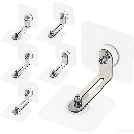 6 Fixations Étagère Sans Percer Adhésif Anti-Basculement Armoire Commode (1/5)