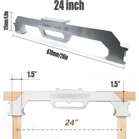 Cadre 24 Argent Outils pour ossature, montants d'ossature centimétriques, outils de traçage, dispositifs de fixation pour ossature, supports de panneaux de menuiserie, serre-joints. (1/5)