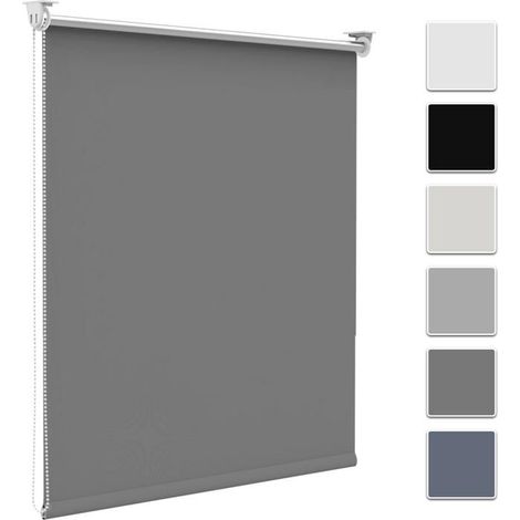 Store occultant à enrouleur 1 pièce Polyester gris foncé Isolation thermique Pour fenêtres et portes (1/5)
