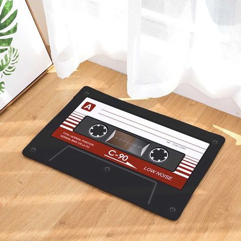 Tapis Vintage Imprimé Cassette Audio, Tapis Salle de Bain Absorbant Antidérapant Diatomite, Moquette Musique pour Salon, Chambre, Descente de Lit, Salle de Bain (50x80cm) (1/5)