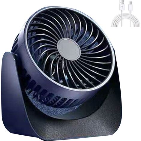 USB-wiederaufladbarer, tragbarer und leiser Tischventilator mit 360°-Drehung und 3 Geschwindigkeitsstufen – ideal für Schlafzimmer, Büro und Camping.
