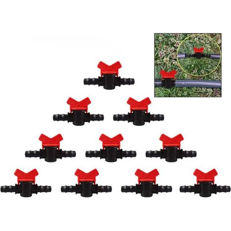 10 Pcs Robinet Plastique Jardin, Conduite d'eau Rapide Connecteur de Valve PE Tube Boule Vannes 16mm x 16mm (1/5)