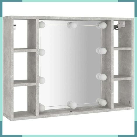 Armoire à miroir - 808859 - Gris béton - Avec LED - 76 x 15 x 55 cm (1/5)