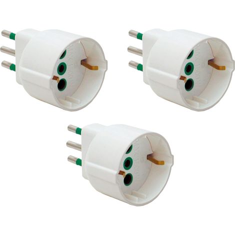 FANTON 82120-B3 - set 3 pz adattatore da spina piccola bipasso 10A a schuko 16A presa italo/tedesca