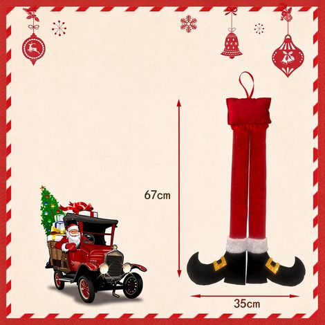 Jambes du Père Noël 49×25cm, décoration suspendue de Noël pour voiture et sapin (1/5)
