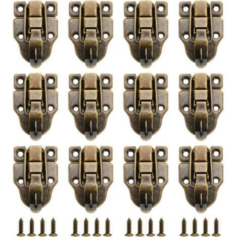 12Pcs Boîte Cadeau Style Vintage Verrous Vintage Pour Valise Mini Couleur Bronze Loquets Verrous Serrure De Verrouillage Fermoir Pour à Vos Vieilles Boîtes Bois, Boîtes à Outils(Bronze)