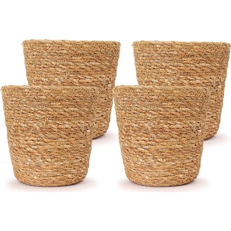 Pot de Fleur Intérieur Beige - Ensemble de Pots de Fleurs (4 Pièces) - Pot Plante Tressé - Hauteur +/- 14cm - Diamètre 11cm - & Extérieur (1/5)