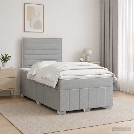 vidaXL Cama de muelles con LED y colchón Gris Claro 120 x 190 cm Tela (1/5)